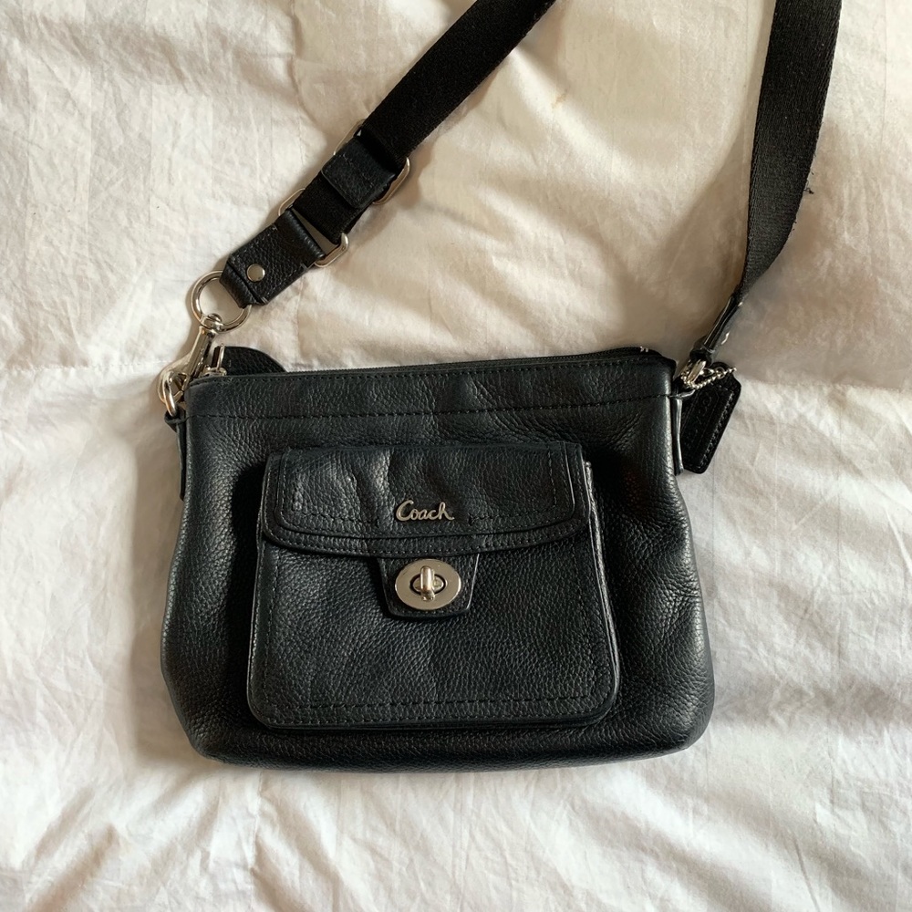 Black leather coach crossbody